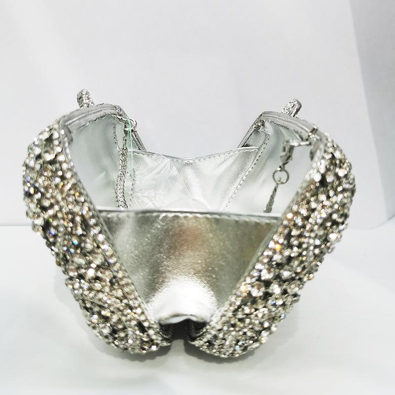 WHTUOHENG Crystal Evening Clutches Bag Green/Champagne/Pink/Silver Diamond Wedding Purses Rhinestone Women Flower Handbags