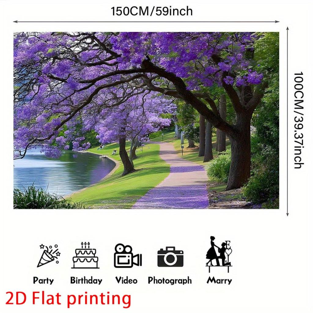 1Pcs Printed Jacaranda Tree Lake Decoration Background Winter Backdrop Decorations For Photo Studio Photo Booth Christams Party