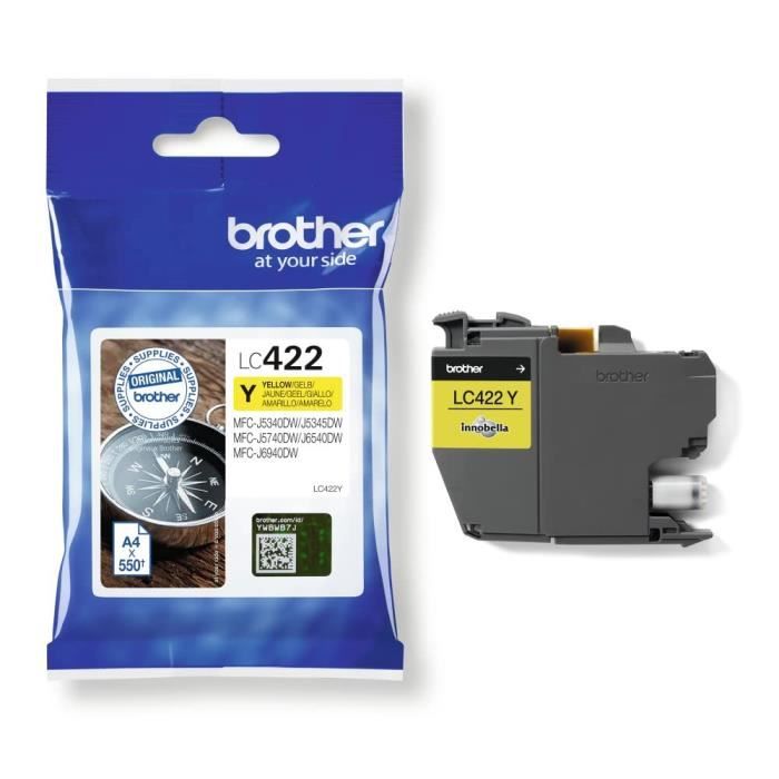 Cartouche LC422Y - BROTHER - Jaune - 550 p - Pour Business Smart MFC-J5340DW, MFC-J5345DW, MFC-J5740DW, MFC-J6540DW et MFC-J6940DW