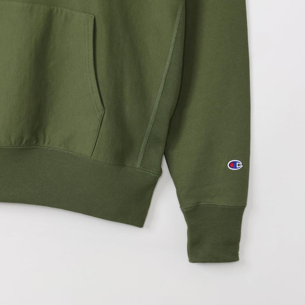 Champion Hooded Long Sleeve with Size Small Men's Reverseweave® Sweatshirt, One-Point Logo, C3-Y116, Olive,