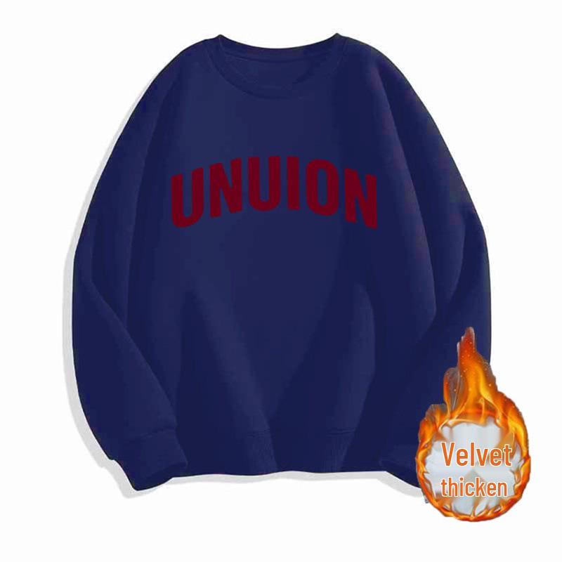 Oversized Vintage Fleece-Lined Crew Neck Sweatshirt - 450G Heavyweight, Autumn/Winter Streetwear