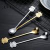 Long Handle Spoon Stainless Steel Coffee Spoon, with Bull Head Decor, Pudding Dessert Multifunctional Stirring for Milk Tea Yogurt Jam Rust Resistant