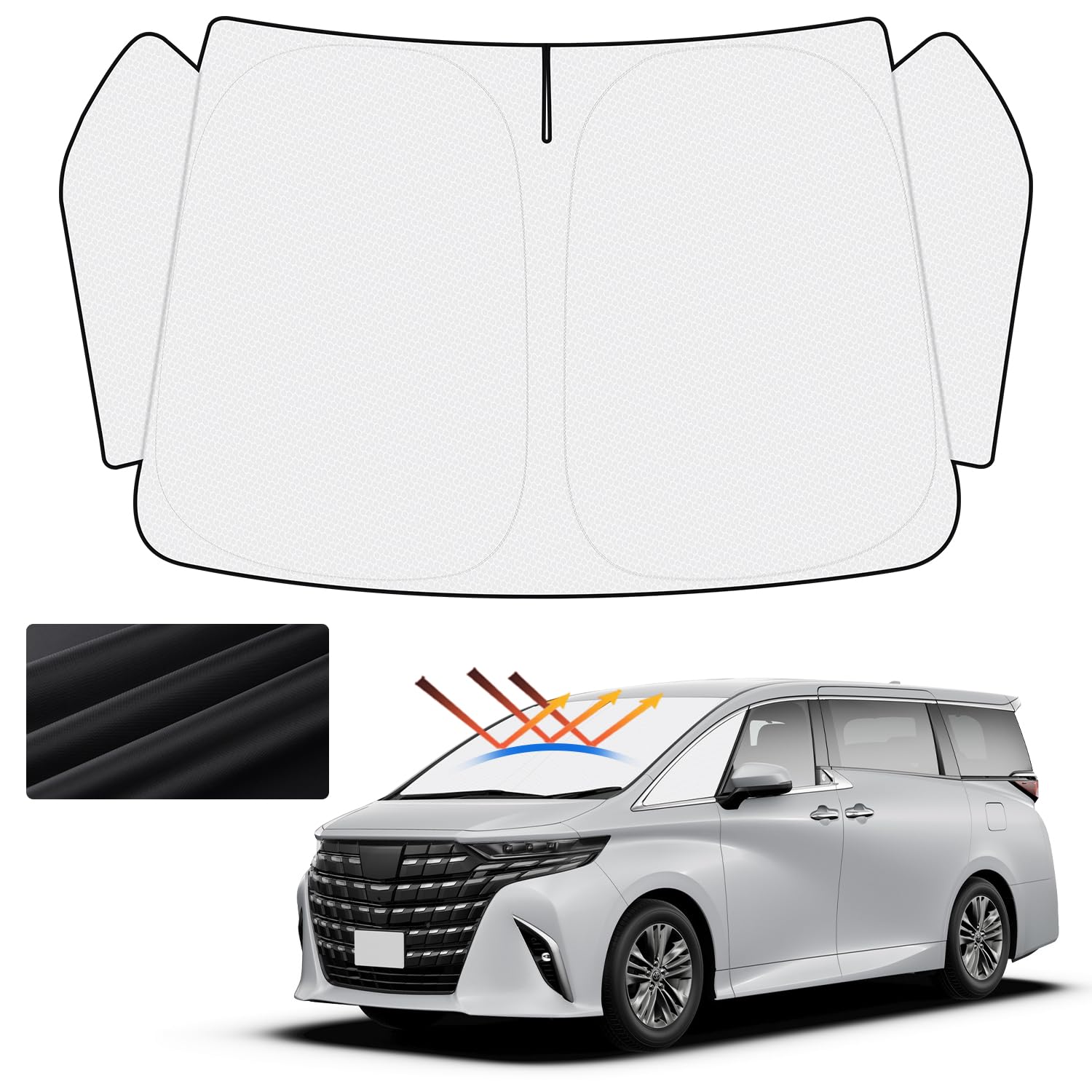 

покрытие соты Cartist Инновационный солнцезащитный экран для переднего стекла Toyota Alphard Vellfire серии 40 Alphard Vellfire 4-го поколения солнцезащитный экран для лобового стекла чёрный