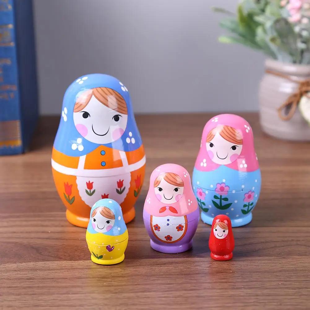 Wood Russian Nesting Dolls Matryoshka Dolls Babushka Hand Paint Best Wishes Kids Christmas New Year Gift Children's Day Gifts