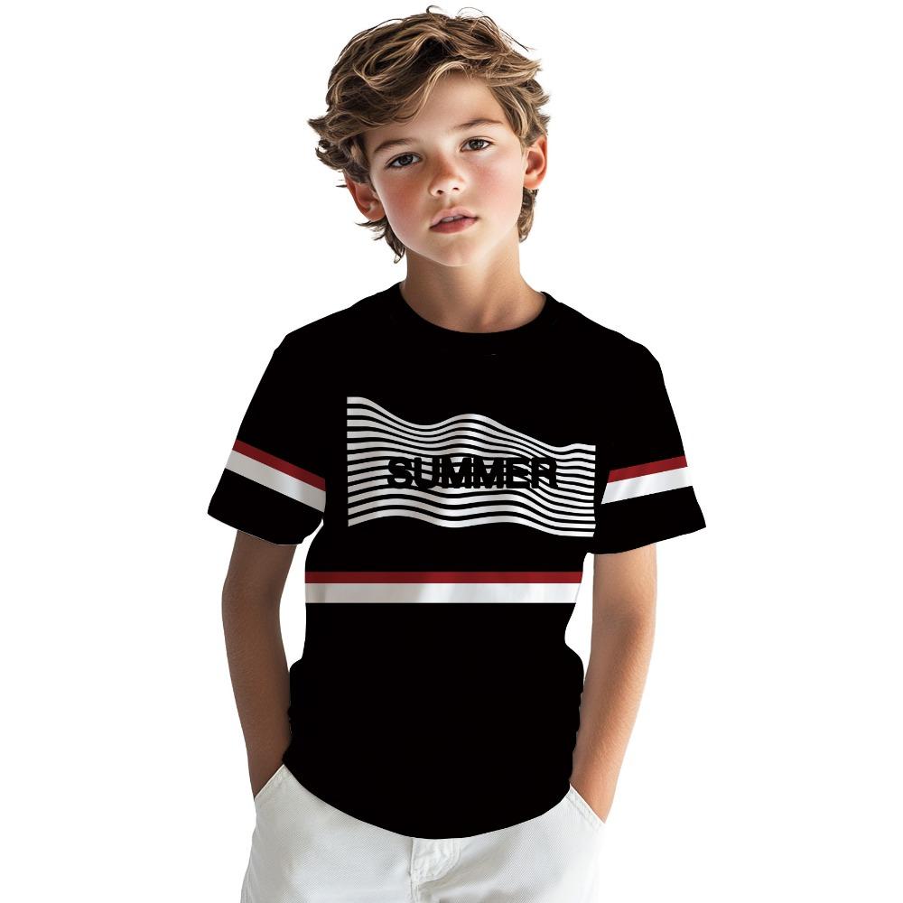 Boys T-shirt 3D digital printing trendy boys cool summer versatile fashionable casual T-shirt 100