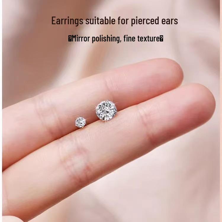Sterling Silver Zirconia Stud Earrings: Versatile, Luxurious, Super Shiny, Comfortable for Sleep Without Removal
