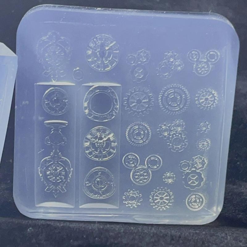 Exquisite Clock Gears 3D Silicone Nails Mold For Nail Charms Diy Nail Art Decorations Soft Stamping Mold Manicure Design Tools