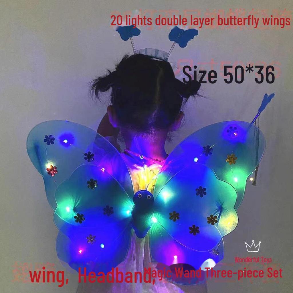 LED20 Luminous Butterfly & Angel Wings Toy Set for Kids - Three Pieces