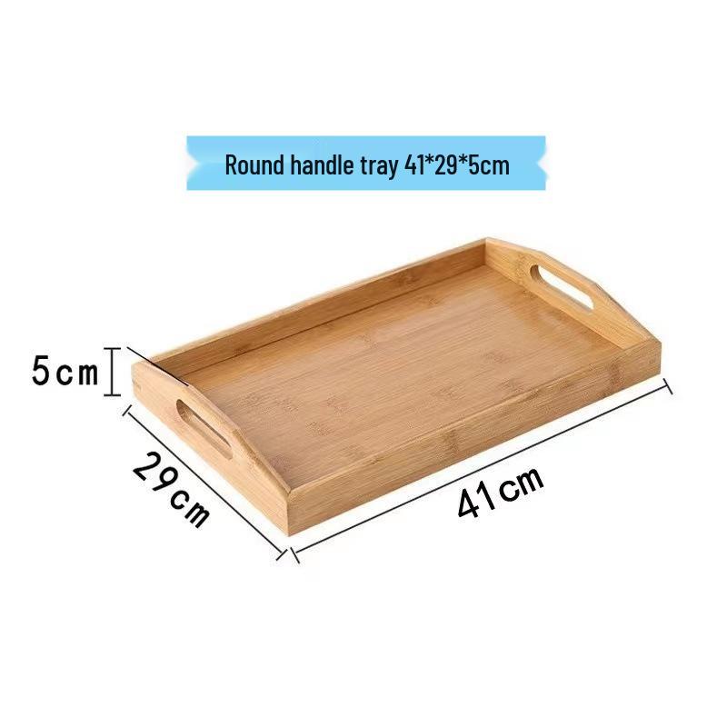 Japanese-Style Bamboo and Wood Tea Tray: Solid Rectangular Serving Tray for Restaurants and Homes