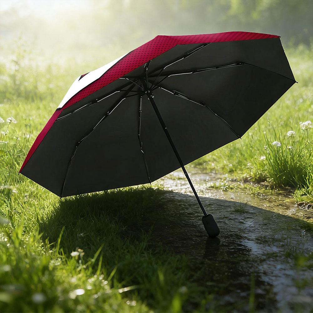 Retro Round Wade 3 Jersey Red Graphic Print Umbrella
