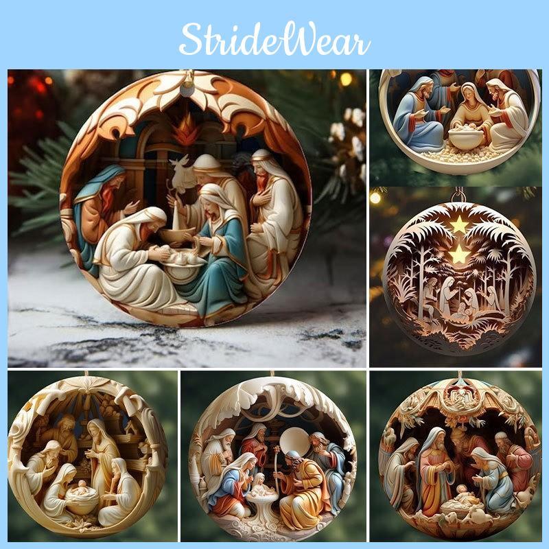 Religious Christmas Car Decor Acrylic Vintage Hanging Ornament For Festive Car Interior