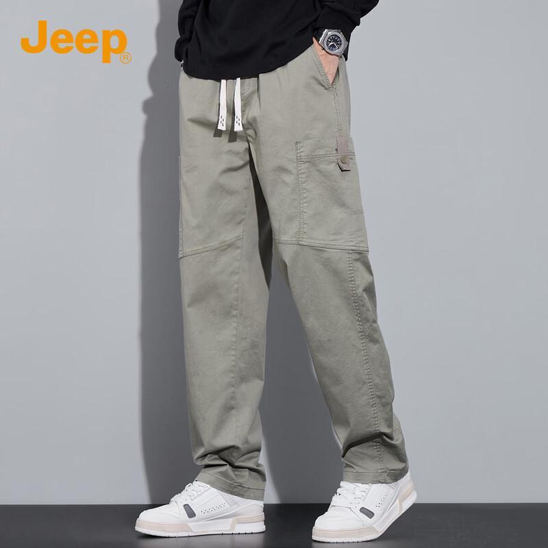 JEEP Men's Loose Straight-Leg Cotton Blend Cargo Pants
