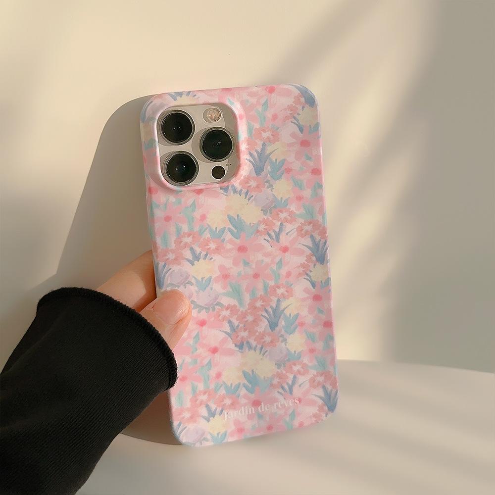 Pink Flower Sea Iphone13 Mobile Case Apple 12 Applicable 11 Hard 16 Retro Film Shell 15promax