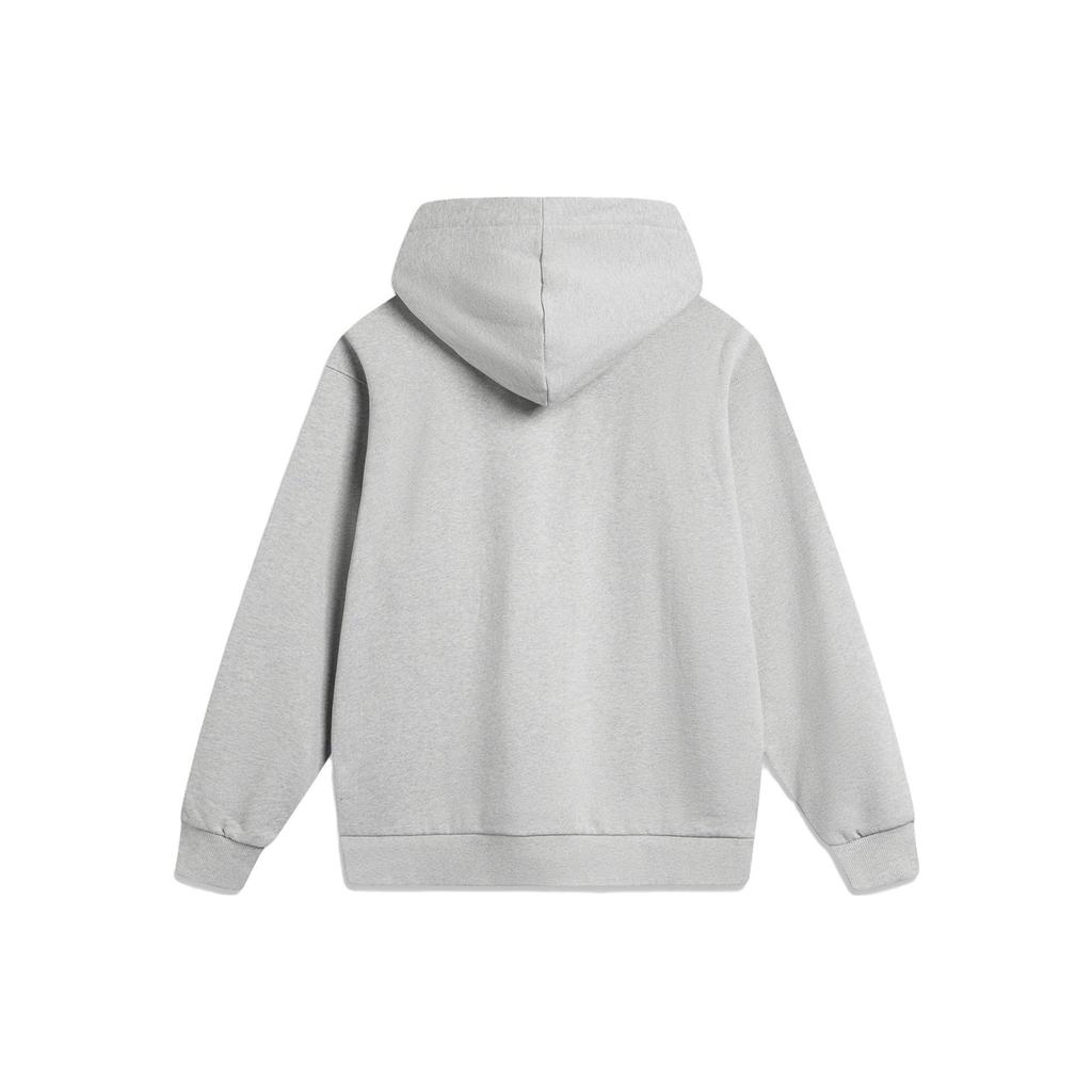 Li Ning Weekend Youth American Vintage Pullover Letter Logo Printed Hoodie Unisex Sweatshirt Light-Gray Smoke-Gray AWDU781-1