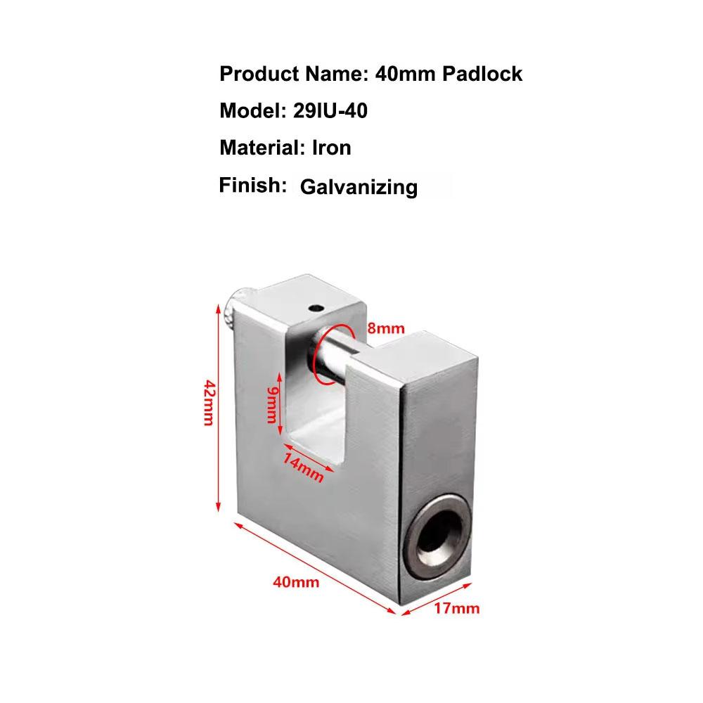 Security Durable Galvanizing Iron Transverse Padlock Key Operated Heavy Duty Container Door Pad Lock 40-60mm (as the picture,Iron)