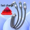 66W Type-C 3-in-1 Luminous Charging Cable, 3A Transparent Shell, Fast Charge