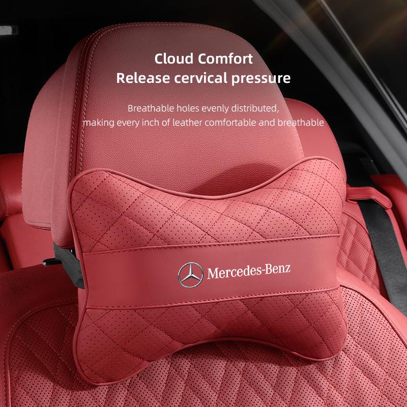 VRN2 Nappa Leather Car Headrest Neck Pillow Lumbar Support For Mercedes Benz AMG E S C A B Class GLE GLS CLA CLE GLC CLS GLA