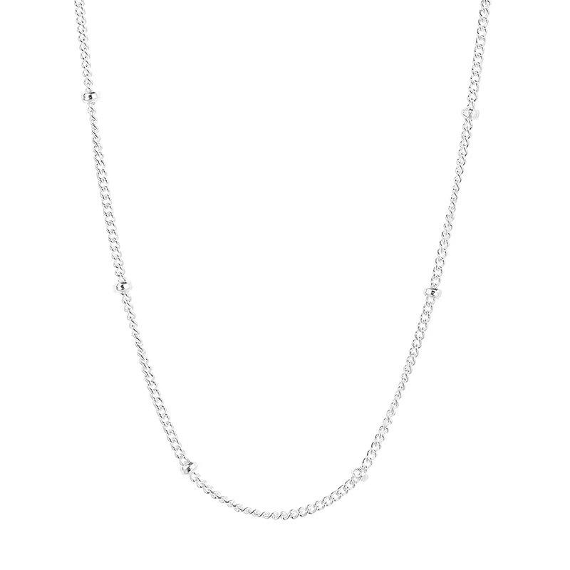 Trendy 2MM Side-Strung Bead Clavicle Chain for Women - Personalized, Cool Silver Jewelry for Summer