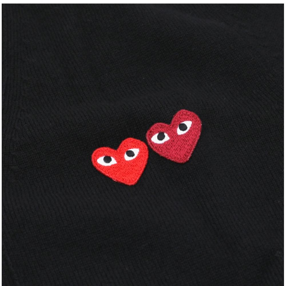 Comme Des Gar Ons Play Double Red Heart Wappen V Neck Cardigan Ax N058 051