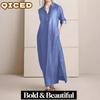 Women's Fashion Spring Autumn Solid Color Print POLO Neck Long Sleeve Casual Dresses