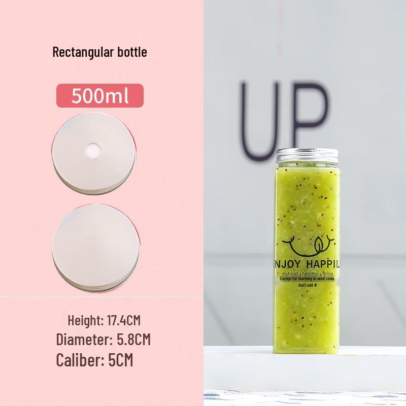 500ml Disposable Rectangular Milk Tea Bottles with Opening Lids