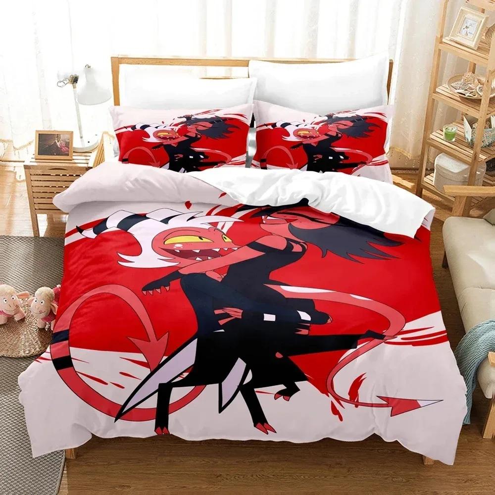 3D Printed Helluva Boss Bedding Set Duvet Cover 3Pcs Cover Single Twin Quilt Adult Boys Bedclothes Duvetcover Sets Home Textile