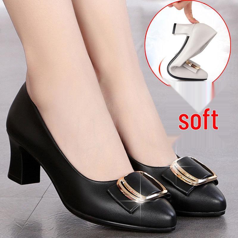 2020 Comfortable Soft Sole Leather Mid-Heel Shoes for Women and Seniors – Perfect for Spring and Autumn