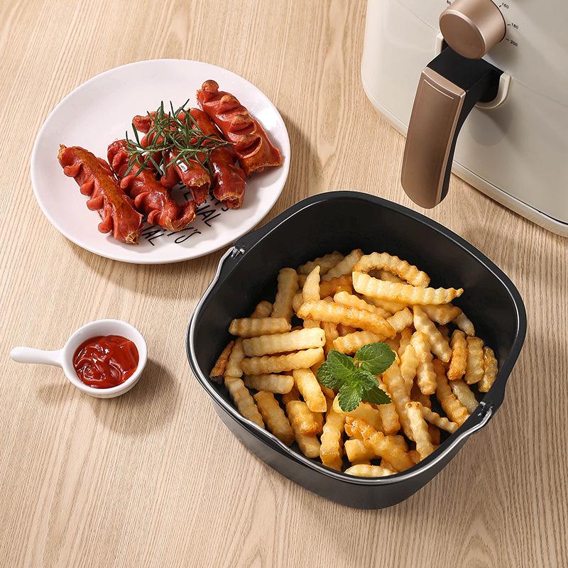 

Square Non-stick Air Fryer Basket for Baking and Kitchen Use Black