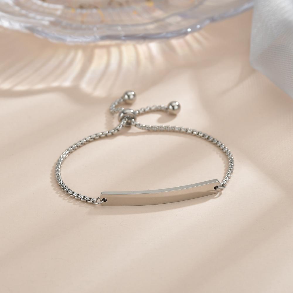 

Atoztide Personalize Baby Bar Chain Bracelet Adjsutable Stainless Steel Engraving Letter Name Buckle Bracelets Friendship Gift 18cm No engrave