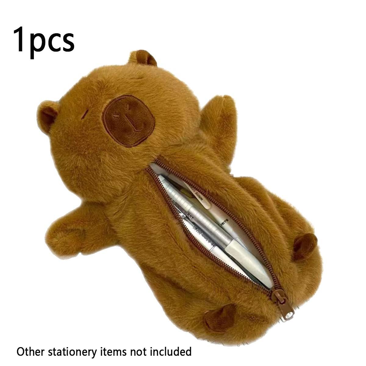 1pcs Plush Capybara Pencil Case Large Capacity Pencil Case Multi-Functional Stationery Organizer Pencil Case Perfect as a Gift