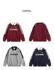 Women's Retro Striped Color Block Pullover Sweatshirt with Letter Embroidery - Casual College Style