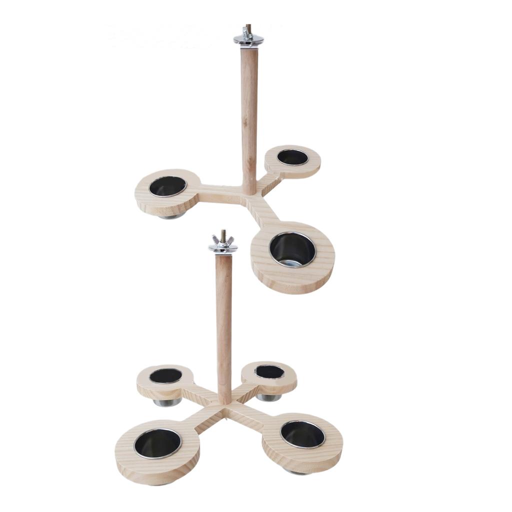 Parrots Feeder Perch with Dish Cup Screw Bird Perch Stand Cockatiel Feeder Birdcage Perches Climbing Toy for Budgies
