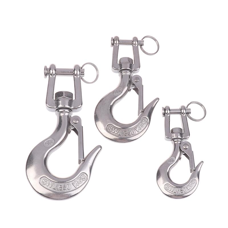 304 Stainless Steel Trigger Clevis Swivel-Eye Lifting Snap Tone Hook Wire Rope Lifting Hook With 150/ 350/650Kg Loading Capacity