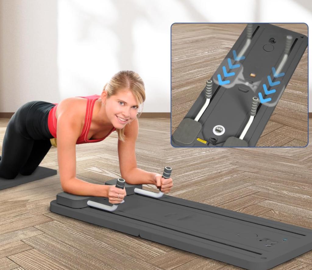 Pilatesbrett Übungen Reformer Pilates Matte Widerstandsbänder Timer [Reformer1]