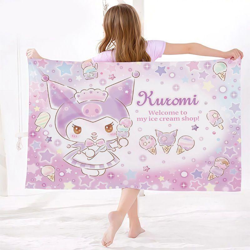 Sanrio Kids Beach Towel, Soft Quick Dry & Absorbent for Swimming Sports, Windproof Bathrobe Shawl, Portable W30*H60(CM)