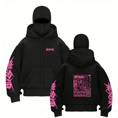 Stray Kids Europa Konzertbereich Harajuku Aufdruck Doppelhut Reißverschluss Pullover Unisex Mantel