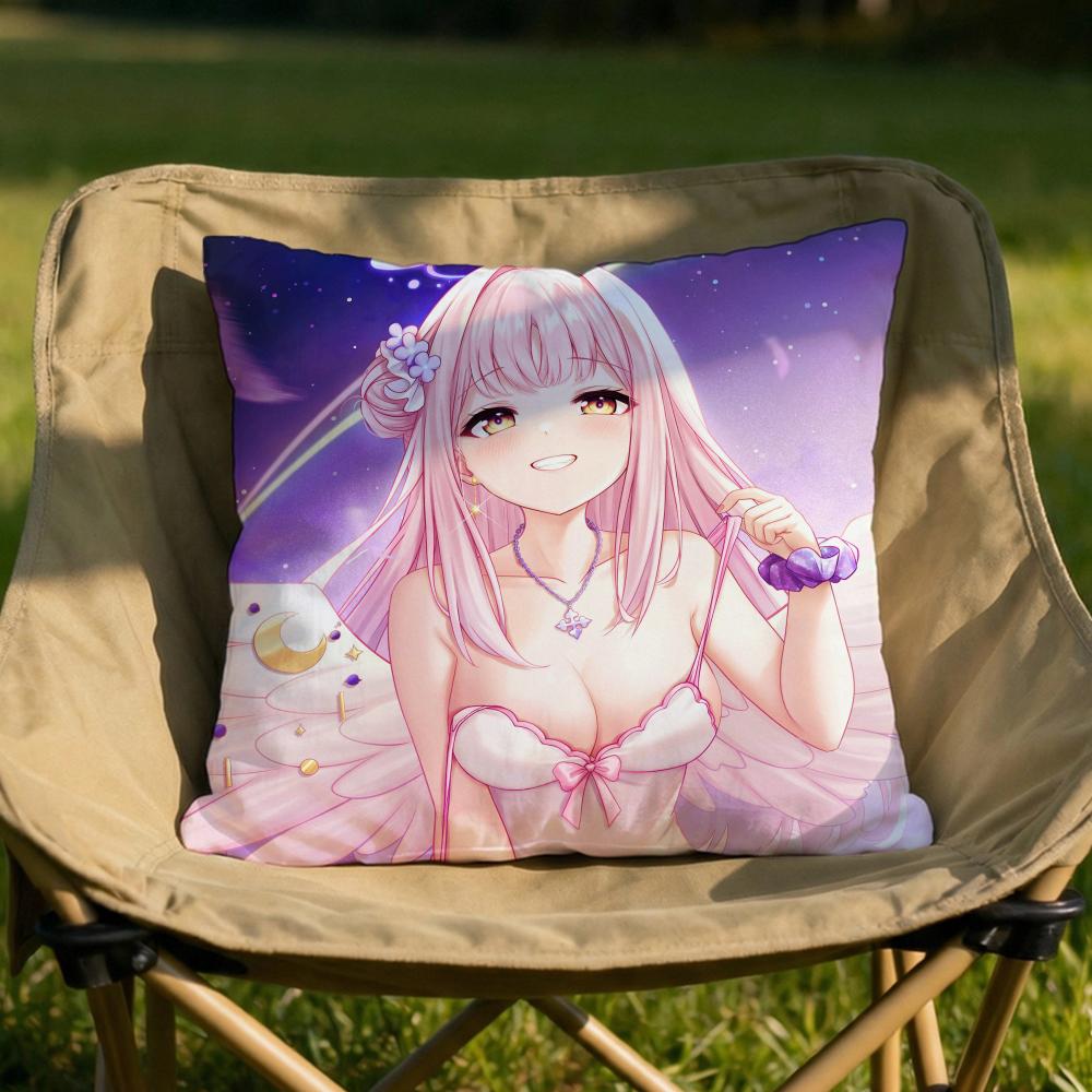 MMisono Mika Anime Cushion Cover Soft Reversible Durable Pillow Cover MultiScene Use for Home Car Daily Comfort