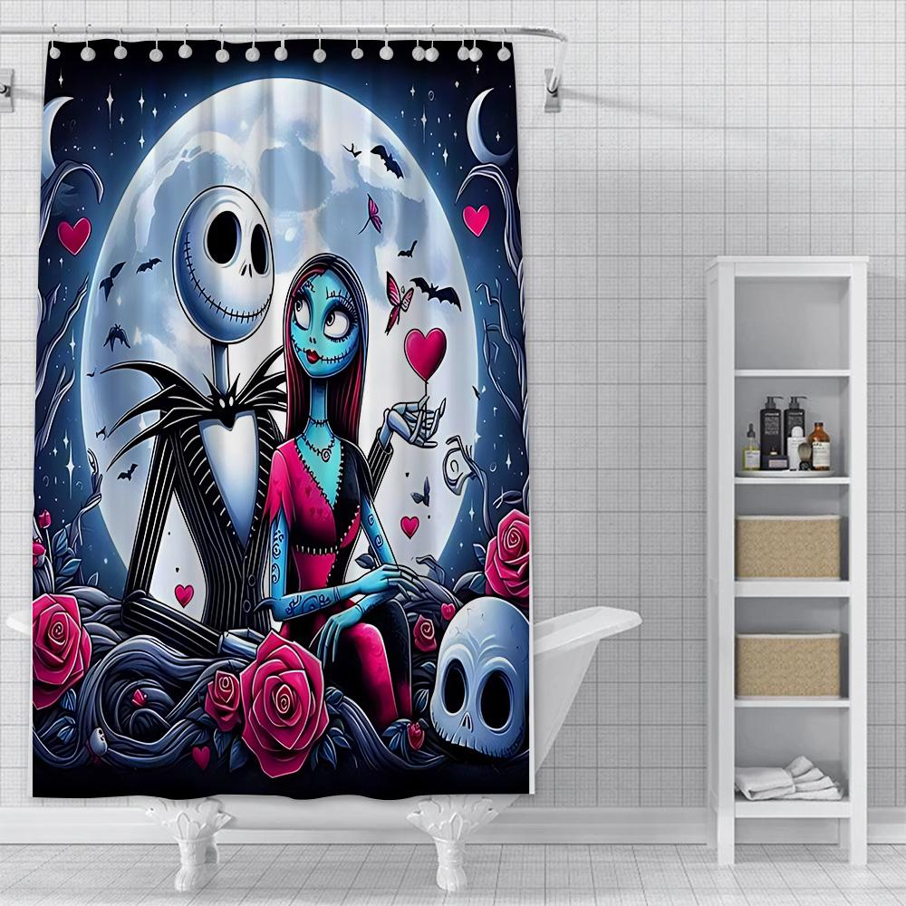 Dusche Jack Skellington Vorhang Wasserdicht Polyester Stoff Farbe Bunt Badezimmervorhänge Haus Badezimmer Dekor Vorhang Mit Haken