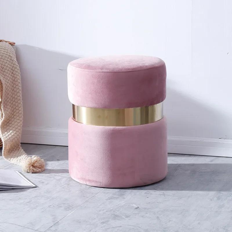Velvet Ottoman with Storage Blue Vanity Chair Gold Legs Storage Footstool Living Room Elegant Storage Footstools