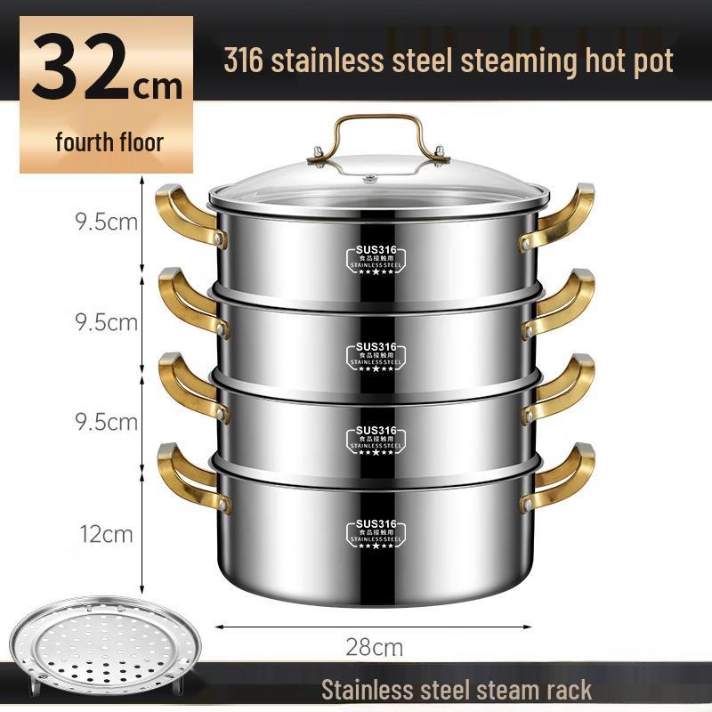 Wutuo 316 Stainless Steel Steamer & Soup Pot