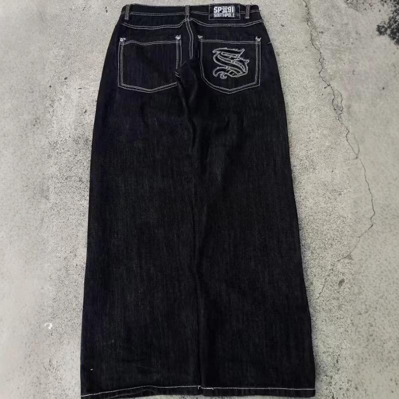 ZYLLO Y2K Hip Hop Street Široké Džíny Kalhoty Americké Trendy Džíny Retro Gotický Grafický Výšivka Volné Harajuku Džíny