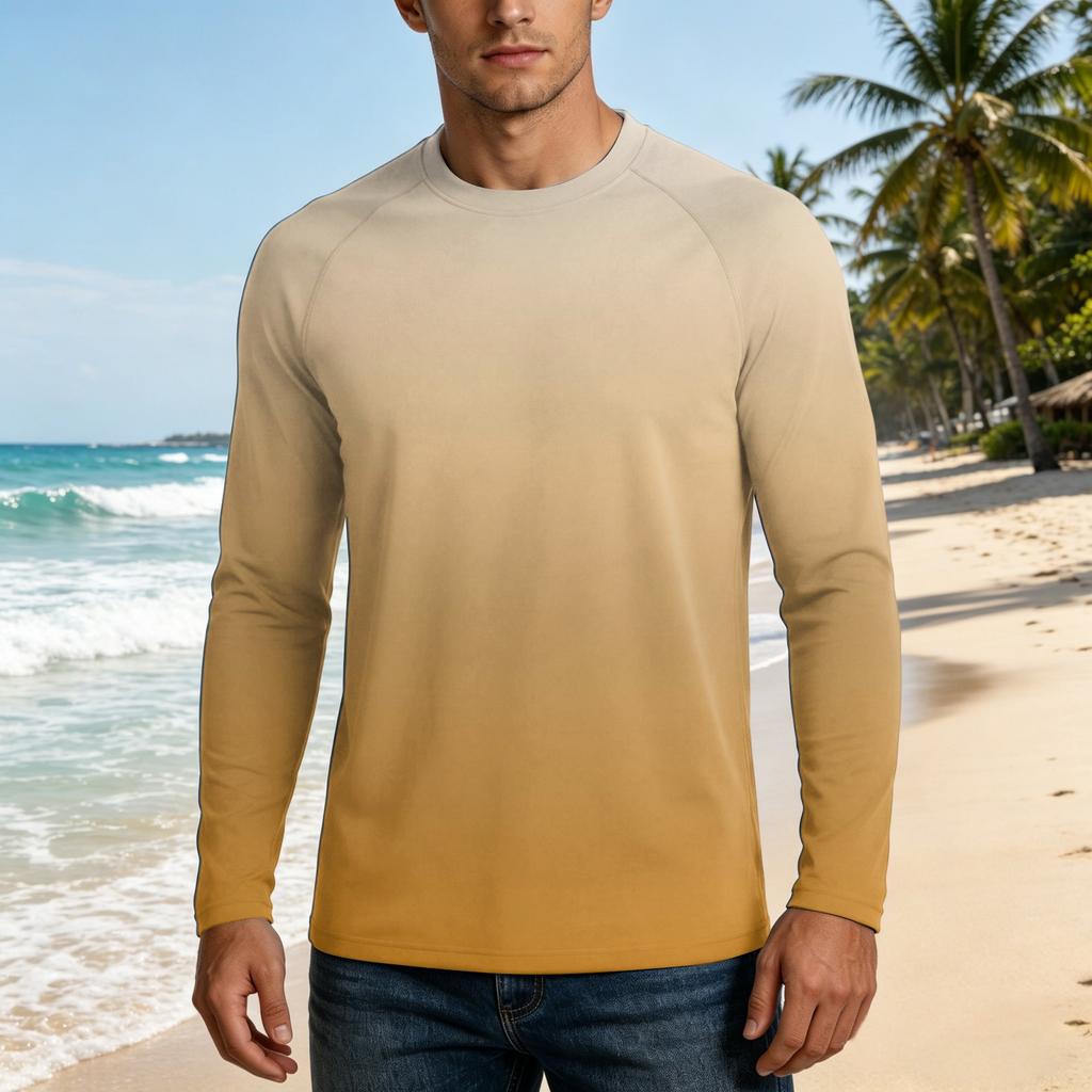Herren UPF50+ Sonnenschutzshirt Langarm Leichtes Stretchgewebe Outdoor UV-beständiges Oberteil für Sport und tägliches Tragen