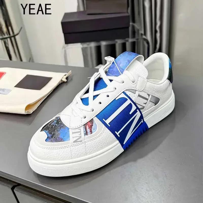 High-quality luxury trend colorful patchwork letters casual shoes High-end men's and women's leather shoes