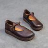 Johnature Flache Retro-Schuhe aus echtem Leder mit weicher Sohle, bequeme, leichte Pendlerschuhe für Damen