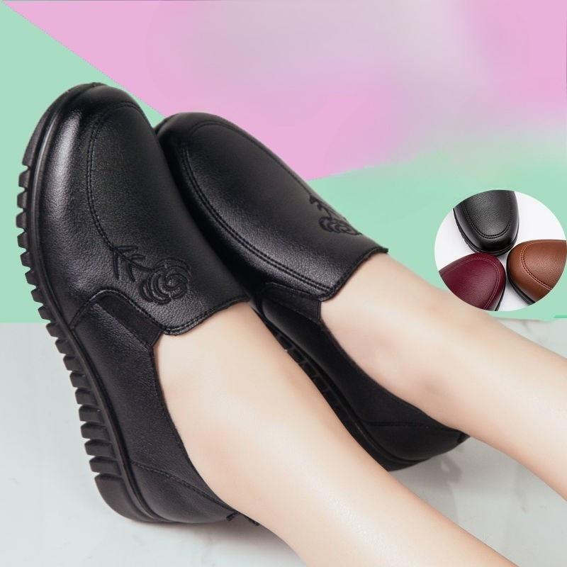 Spring Shoes - Single Shoes with Soft Soles, Women's Leather Shoes, Flat Bottom, Anti-slip Shoes