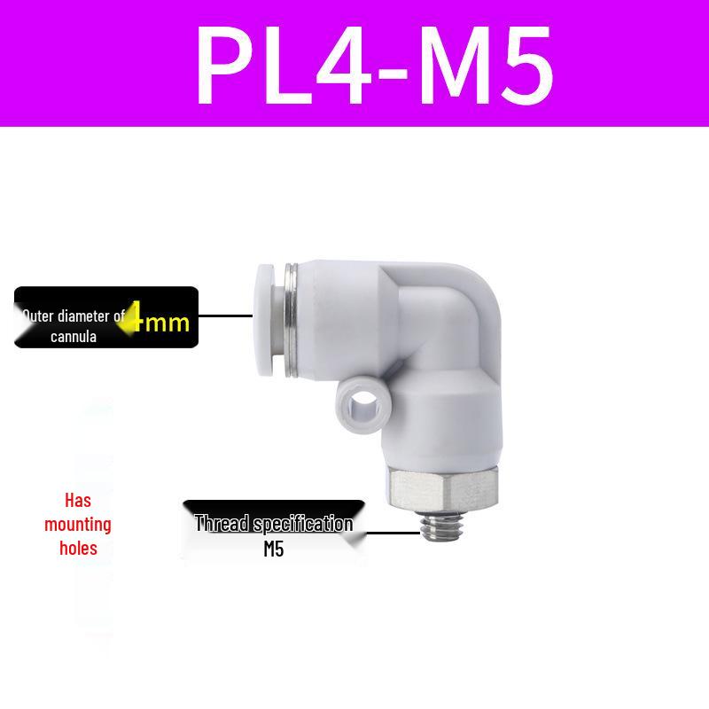 Premium White Male Thread Elbow PL8-02 Pneumatic Connector, 4-M5/6-01/10-03/12-04 Air Tube