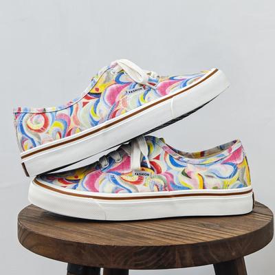 Sommer neue Canvas-Schuhe Herren koreanische Version Regenbogen Graffiti Paar Board Schuhe trendy ins Streetstyle Low-Top Stoffschuhe