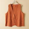 2026 Summer Women's Solid Color Sleeveless Cotton Linen V-Neck Vest