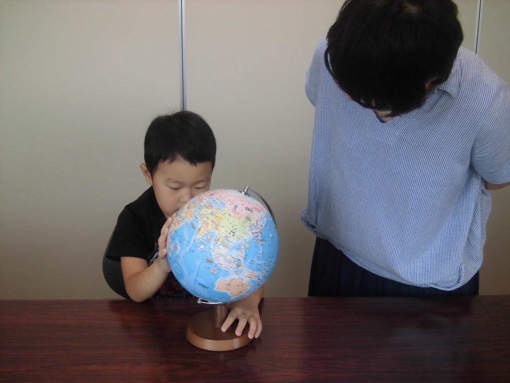 Showa Carton 21cm Administrative Illustrated Hiragana Wooden Base Globe, Diameter, 21-HAW, Map, Type,