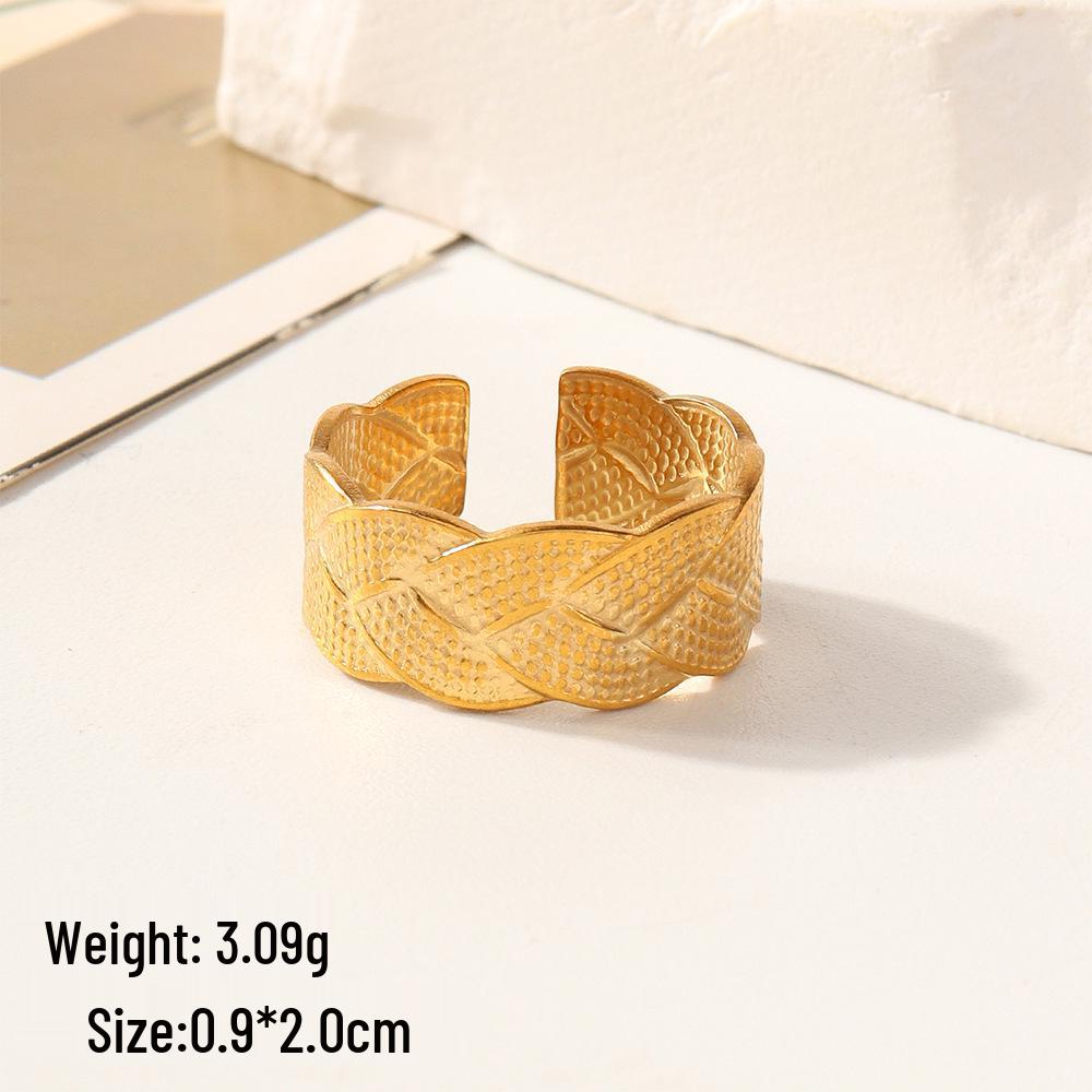 European Chic Irregular Open Ring Set with Creative Convex-Concave Texture for Women